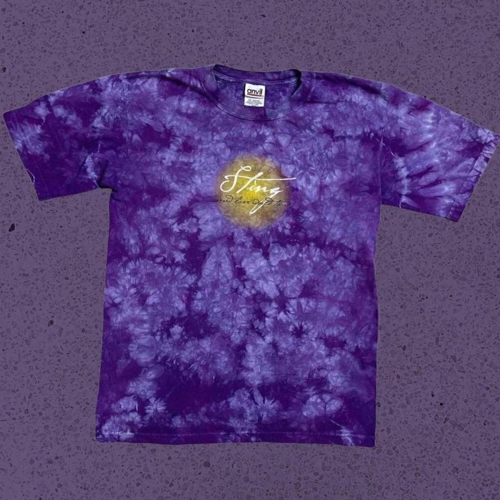 Vintage 90s Sting Sacred Love World Tour Tie Dye Shirt - Picture 1 of 5